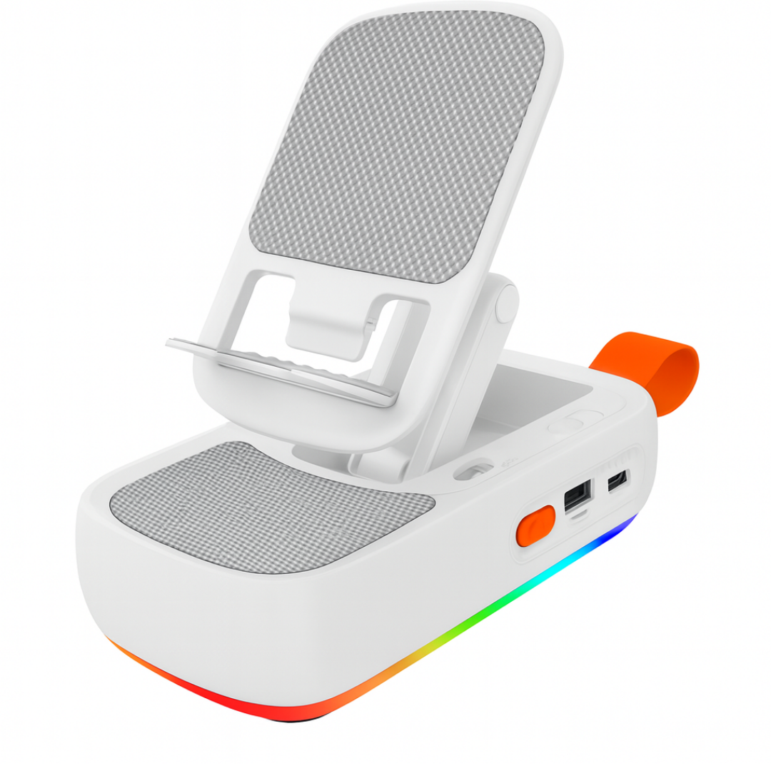 Soporte con power bank y bafle 3 en 1