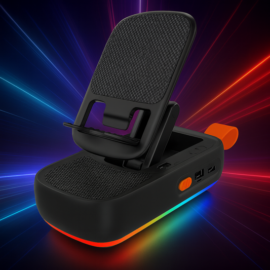 Soporte con power bank y bafle 3 en 1