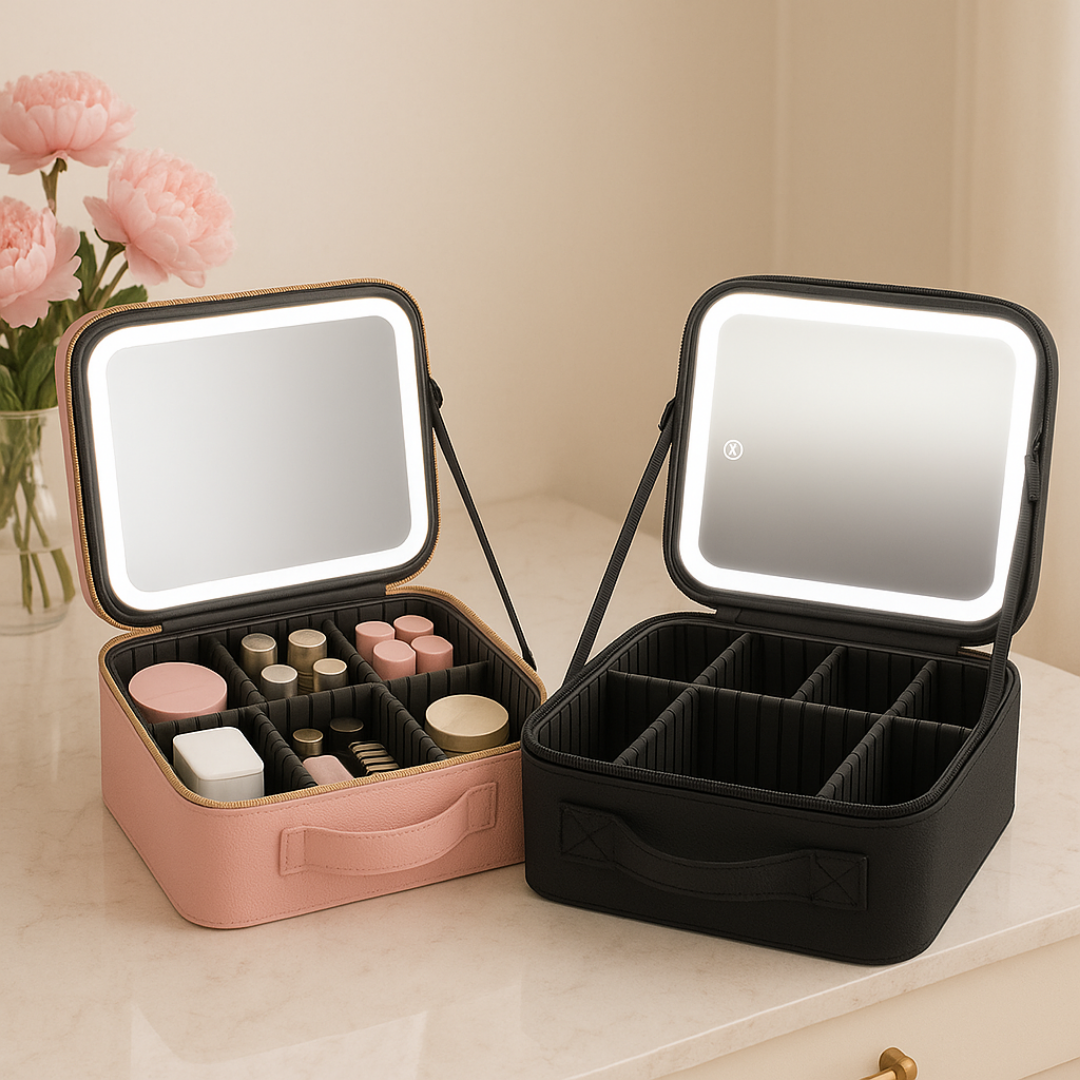 Cosmetiquera con espejo de luz led