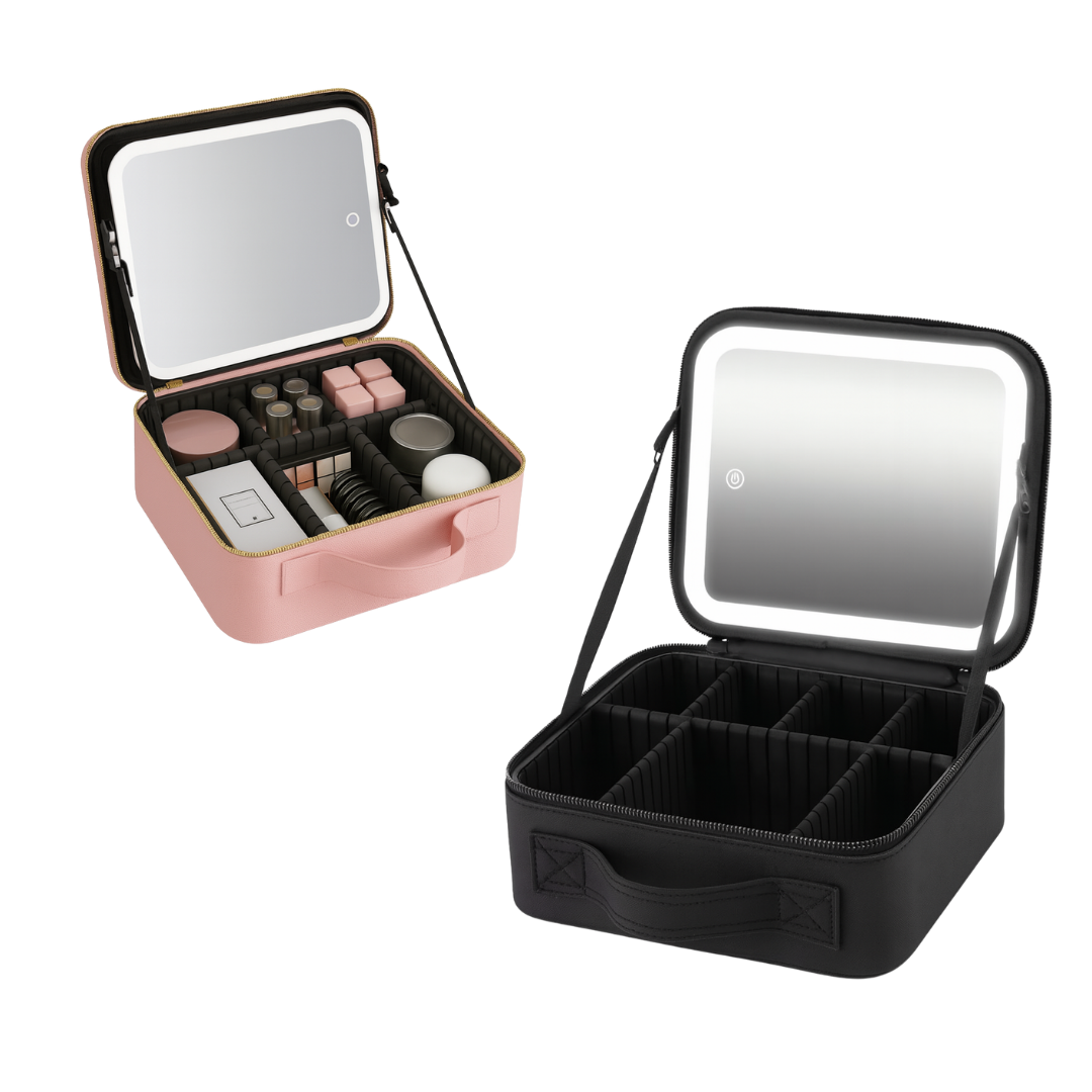 Cosmetiquera con espejo de luz led