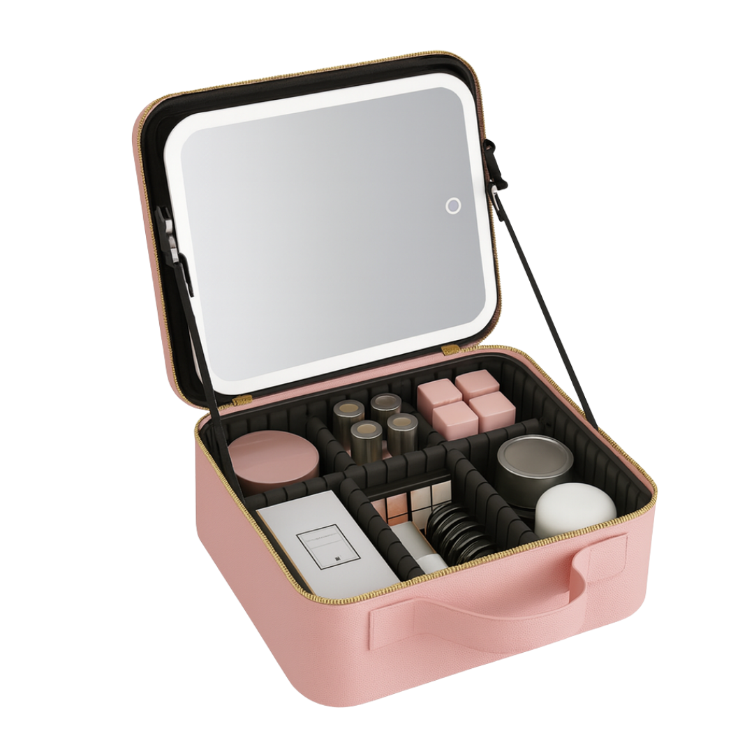 Cosmetiquera con espejo de luz led