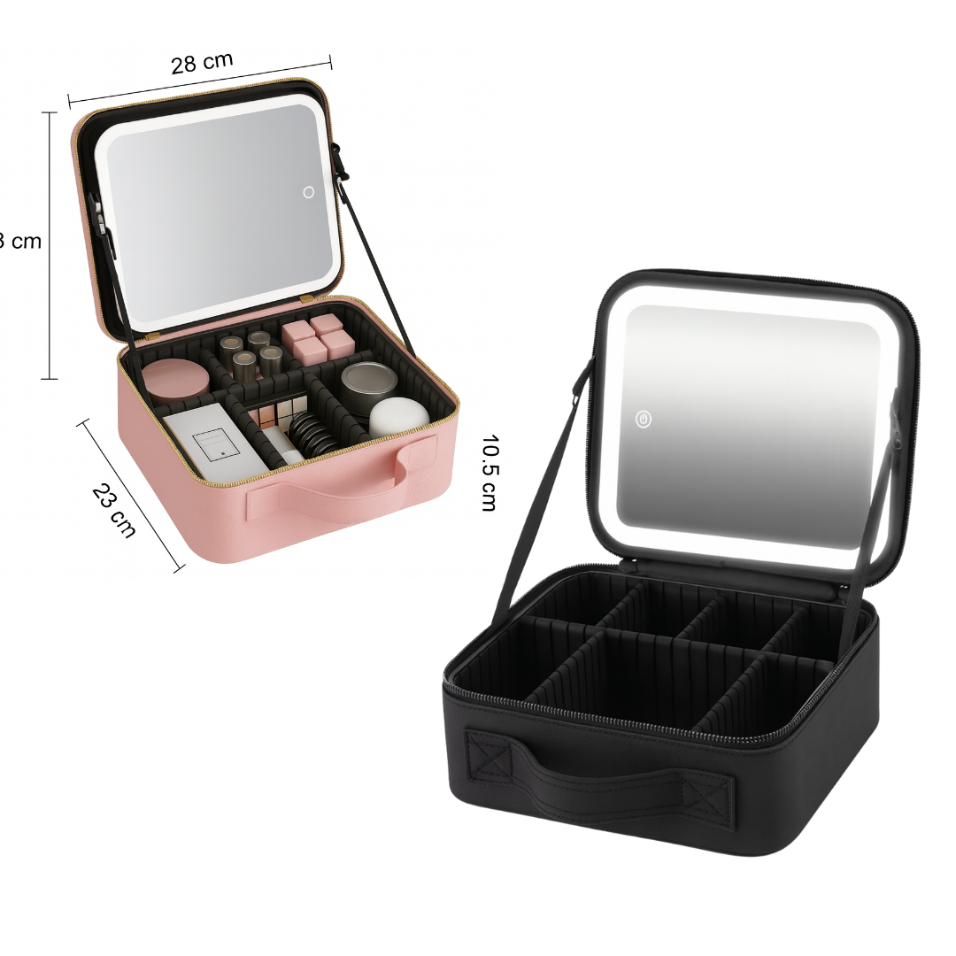 Cosmetiquera con espejo de luz led