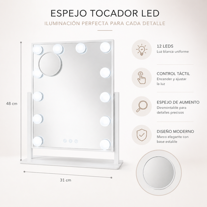 Espejo grande con luz led