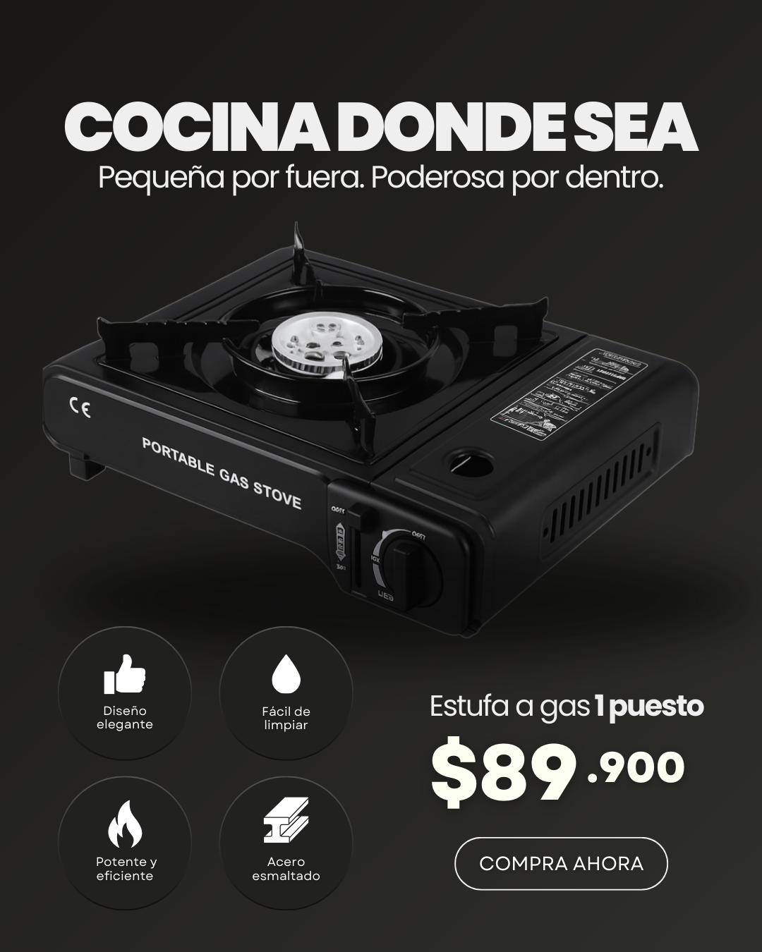 Estufa a gas 1 puesto