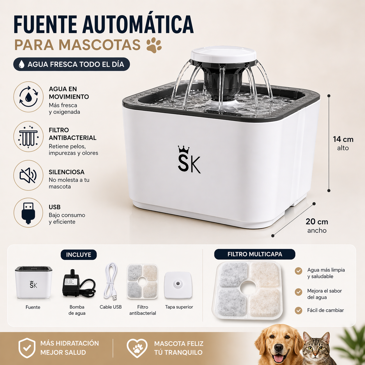 Fuente de agua para mascota