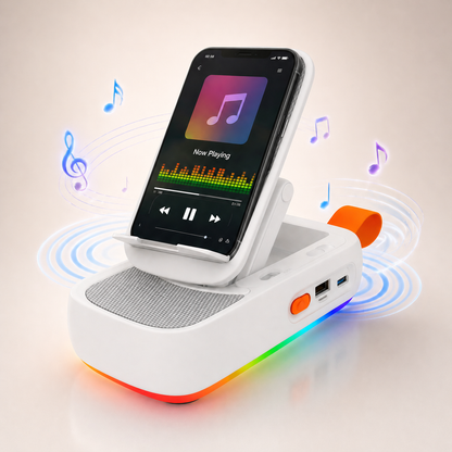 Soporte con power bank y bafle 3 en 1