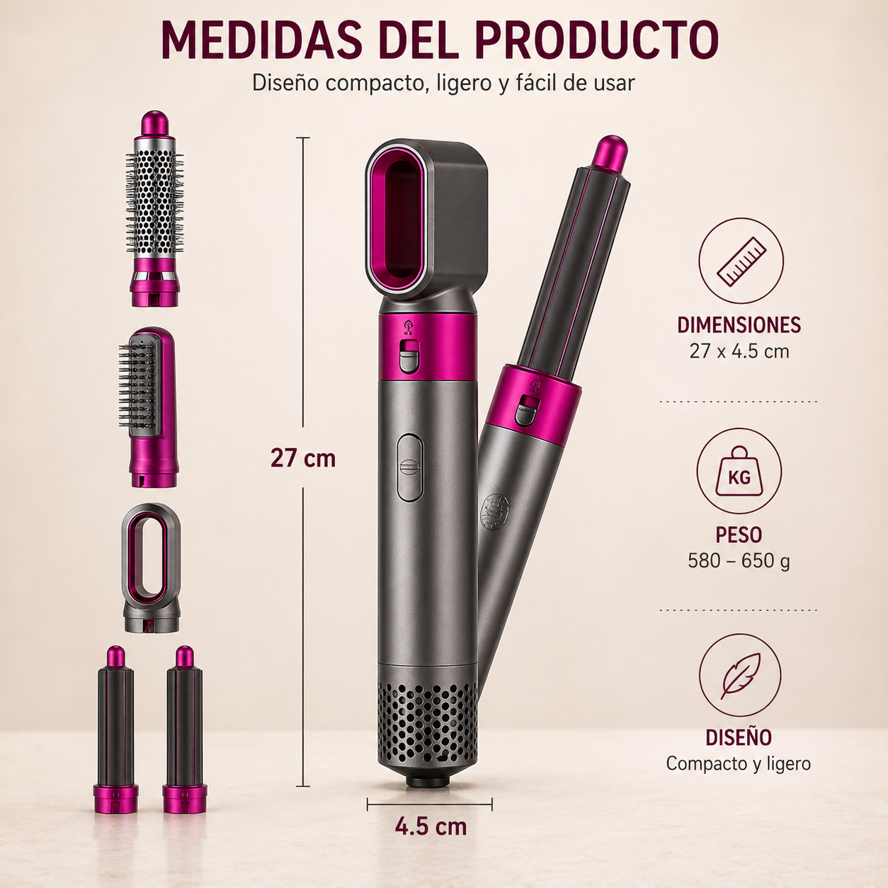 Juego de secador 5 en 1 multiusos