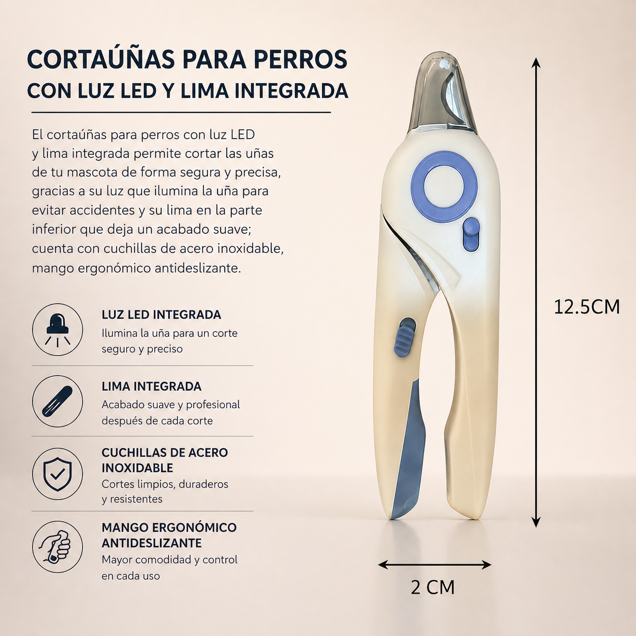 Cortauñas para mascota con luz led