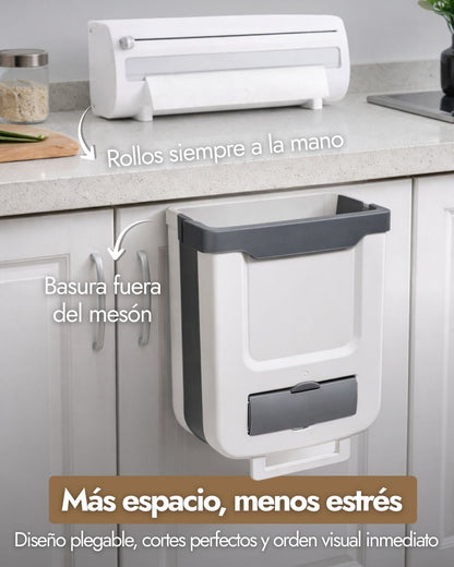 combo cortador de envolturas y basurera plegable