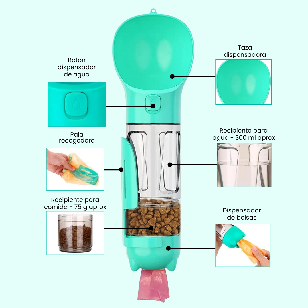 Combo Mascota (Botella 4 en 1 y pala recogepopo)